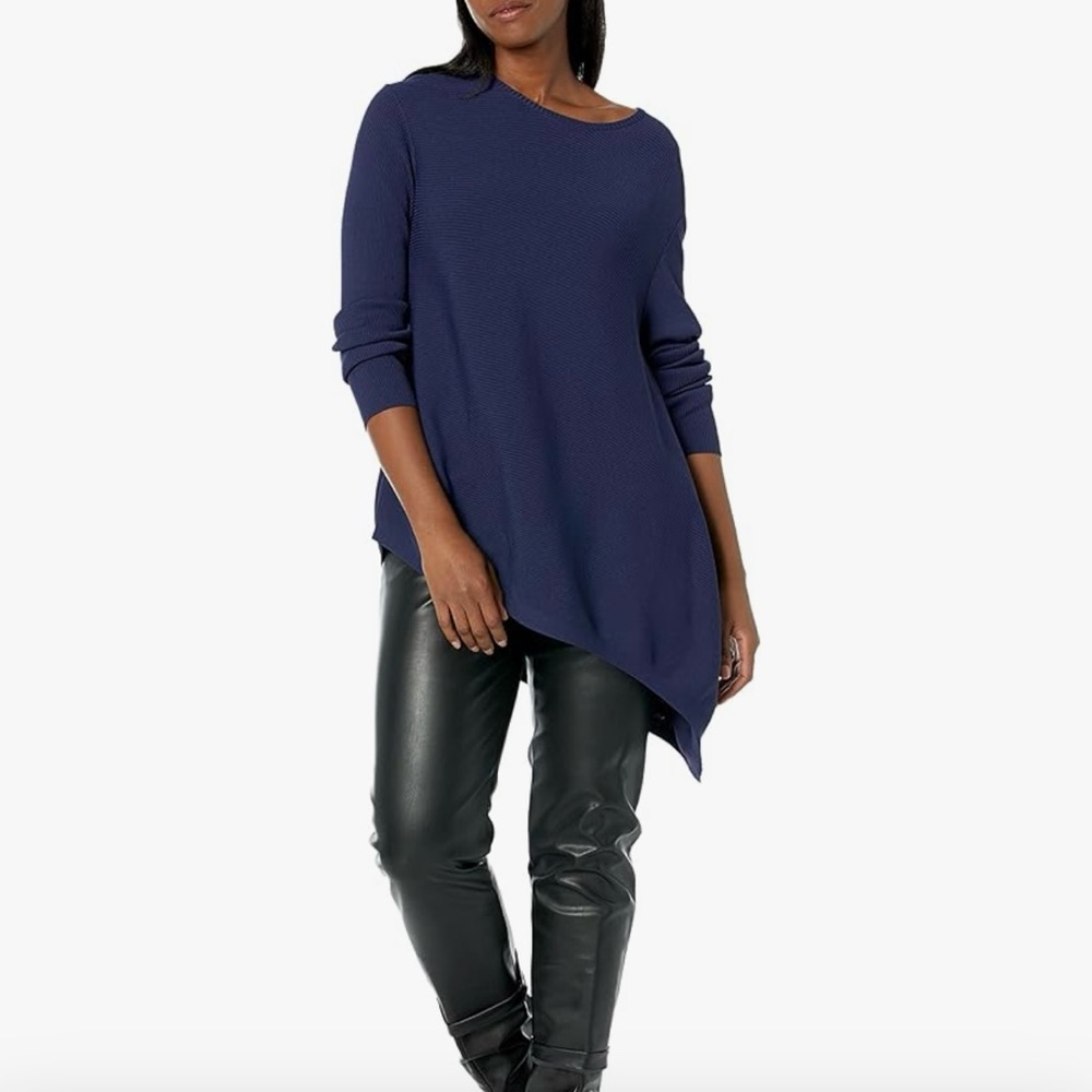 Derek Lam Collective Asymmetrical Navy Tunic Pullover Sweater